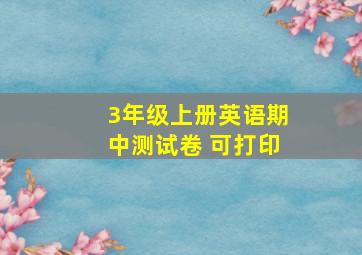 3年级上册英语期中测试卷 可打印